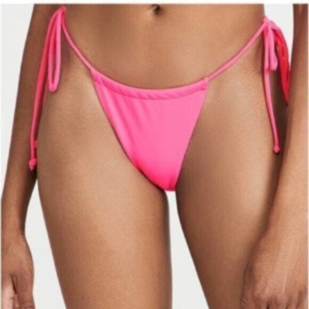 NWT Good American Women's Pink Neon Tiny Ties Swim Bikini Bottoms Size 4 /XL